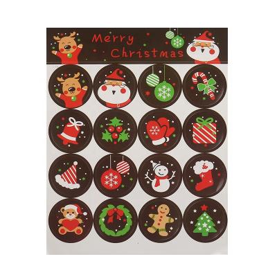 China Custom Self Adhesive Round Label Merry Christmas Sticker Labels Newspaper Distribution Tour For Present Gift Bag Box Packing Seal for sale