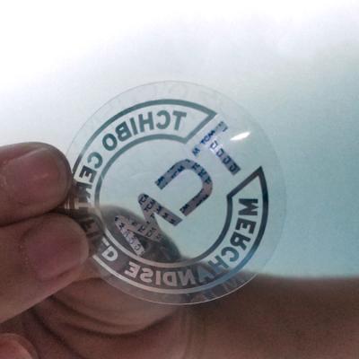 China Logo Printing Small Round Static Transparent Custom Sticker Silver Hot Stamping Clear Stickers For Glass for sale