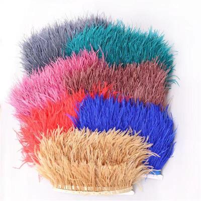 China 8-10cm Artificial Folk Ostrich Feather Trim With Ribbon For Clothes Trimming for sale