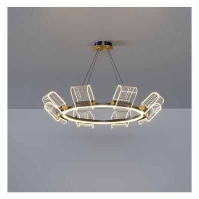 China Scandinavian Modern Chandelier Villa Living Room Acrylic LEDround Chandelier for sale