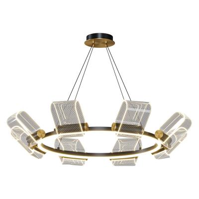 China Scandinavian Simple Hanging Living Room Ceiling Decorative Pendant Lights Round Gold Luxury Modern Led Rings Chandelier for sale