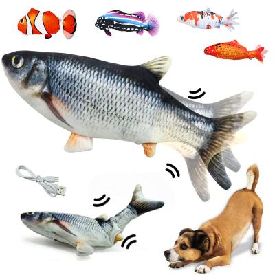 China Stocked Tureda Wholesale Cat Dog Toy Interactive Electronic Floppy Fish Cats Toys Toothbrush Chew Training Funny Game Fish Pet Cat Toy for sale