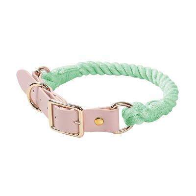 China Stocked Tureda Wholesale Dog Collar New Fashion Braided Colorful Pet Leash Dog and Cat Collar Traction Rope Custom Necklace Chain for sale