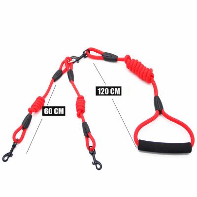 China Stocked Tureda Wholesale Pet Leashes Optional Collar pull rope Double Twin Lead Walking Leash Double rope Nylon Walk Two Dogs Dog Leash for sale