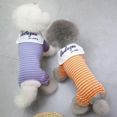 China Stocked Tureda Pet Clothes Designer Customized Soft Cotton Colorful Strips Dog Clothes Summer and Fall Comfortable Dog Clothing for sale