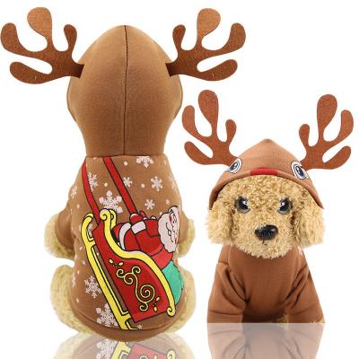 China Stocked Tureda Dog clothes luxury brand fashion Christmas Claus printing dog clothes elk Dog Clothes series winter Santa Claus pet Cloth for sale