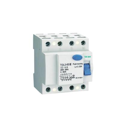 China New design 2 high level pole 4 rccb plastic silver copper pole residual current circuit breaker for sale