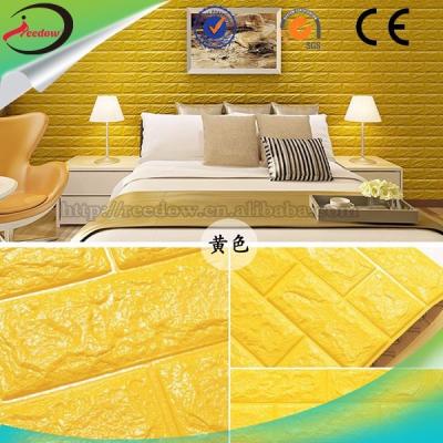 China Easy cut and trim self adhesive 3d pe foam wallpaper 3d pe foam tile wallpaper sale for sale