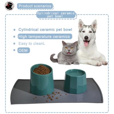 China Stocked Hot Sales Chinese Manufacture Ceramic Pet Food Bowls Custom Ceramic Pet Bowl With Stand for sale