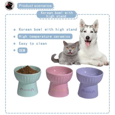 China Stocked Hot Sales Chinese Manufacture Ceramic Pet Food Bowls Custom Ceramic Pet Bowl With High Stand Bowl for sale