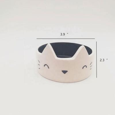 China Auto Custom Logo White Smile Supplies Pet Bowls For Cat Ceramic Pet Bowl for sale