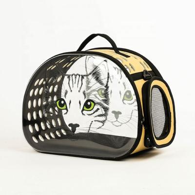 China Breathable PVC Printing Transparent Foldable Travel Pet Bag For Dog for sale