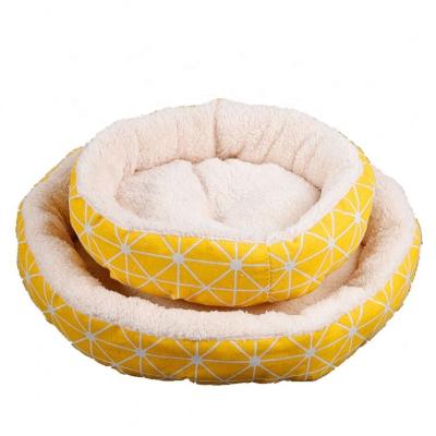 China Sustainable Wholesale Berber Shear Soft Canvas Around Small Dog Bed For Pet for sale