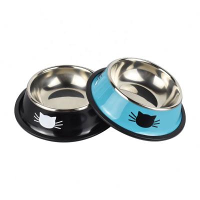 China Stainless Steel Cat Bowl Cheaper Price Viable 15 cm Dog Food Bowl Gun Soap Bubble Anti Slip Mat Silicone Driver Pet Franco Truck Pet Bowls for sale