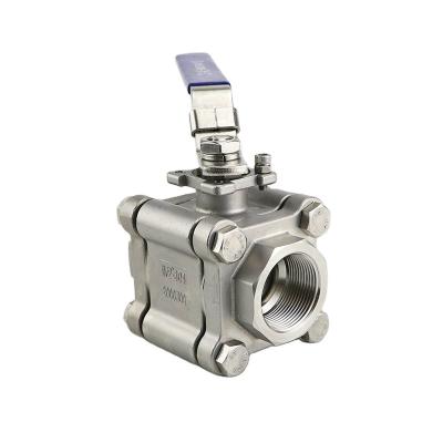 China Stainless Steel 3-PC Ball Valve Thread End 2000 Wog With Mounting Pad for sale