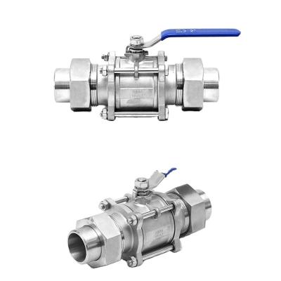 China Union Welding Stainless Steel 304 3PC Floating Ball Valve Te koop