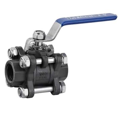 China Wcb Carbon Steel Manual Screw/Thread 3PC Ball Valve Stainless Steel Pipe Fittings Te koop