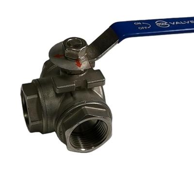 China 1000 Wog NPT Stainless Steel Three Way Ball Valve CF8m Three Way Ball Valve zu verkaufen