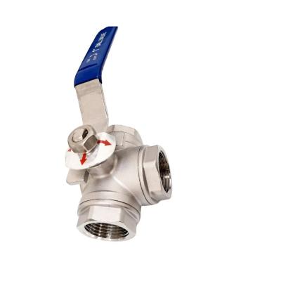 China Stainless Steel 3 Way Thread Ball Valve with Bsp/BSPT/NPT/DIN for sale