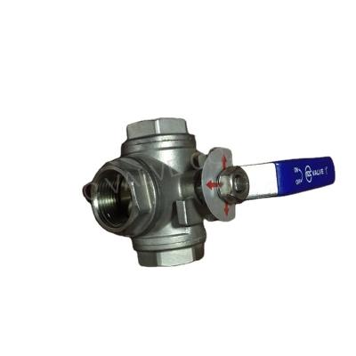 China Tee Type Threaded 3 Way Stainless Steel Ball Valve Three Way Ball Valve for sale