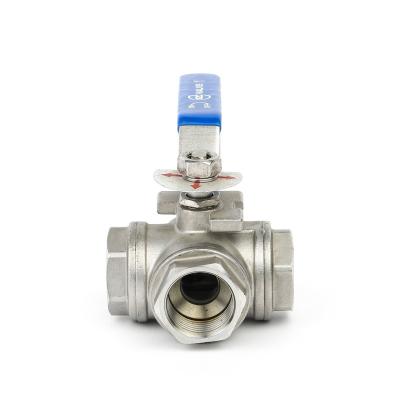 China 3 Way Stainless Steel Ball Valves Threaded Ends 1000WOG 2