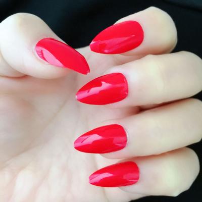 China Flexibility 12 Pieces Fashionable Nail Art Personalized Red Durable Sharp Artificial Nails For Women for sale