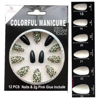 China 2021 Flexibility Hot Selling Style Almond Long Medium Cracked Nail Wholesale Finished Printed Stick Almond Shaped Fake Nails for sale