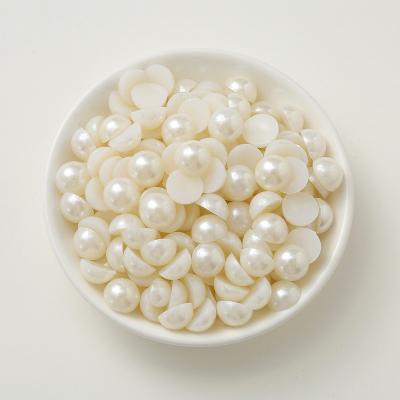 China Modern High Quality 3mm-11mm Beige White Semi Round Chimes Round ABS Plastic Pearl Imitation Beads For Jewelry Making for sale