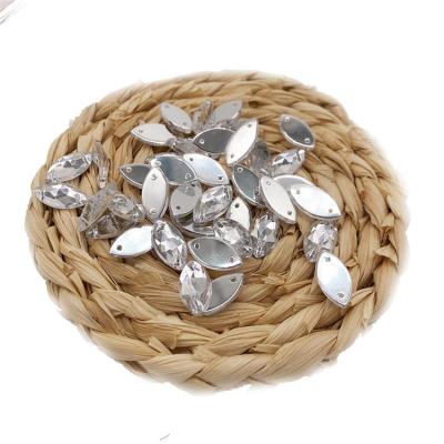 China Environment Inspection Wholesale Acrylic White Flat Back Flat Bottom Horse Eyes Rhinestones Accessories With Two Hole for sale