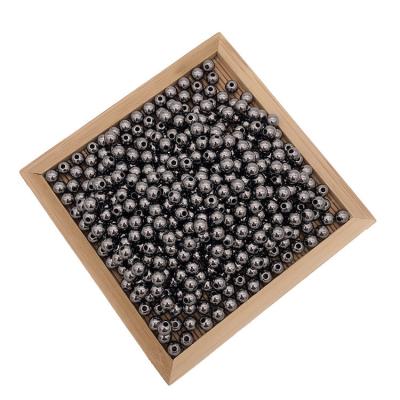 China Wholesale Modern Cheap European Style 10mm Plated Straight Hole Polished Black Round ABS Plastic Gun Beads For Jewelry Making for sale