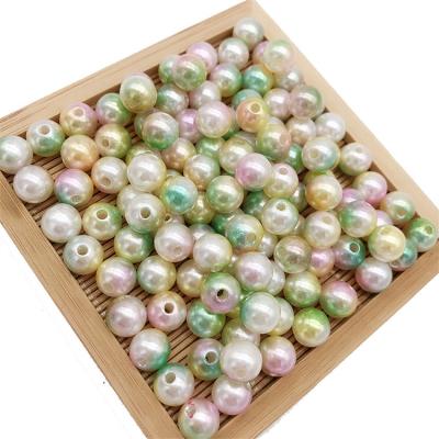 China Modern ABS Beads 6mm 8mm 10mm Round Shaped Plastic Loose Beads For Jewelry Making Crafts Rainbow Bag for sale