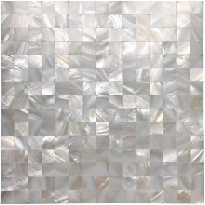 China Parquet Shell Mosaic Kitchen Backsplash Tiles Pearl Seamless Pure White Cheapest for sale