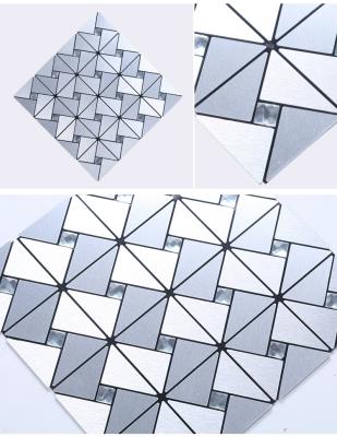 China Aluminum Flooring Stainless Steel Metal Silver Diamond Glass Mirror Self Adhesive Mosaic for sale