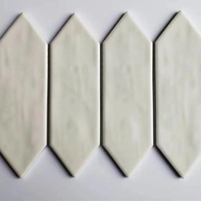 China White Arrow Ceramic Parquet Backsplash / Porcelain Mosaic Slabs for sale