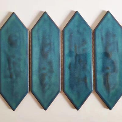 China New Parquet Arrow / Hexagon Blue Green Moroccan Ceramic Porcelain Backsplash Mosaic for sale