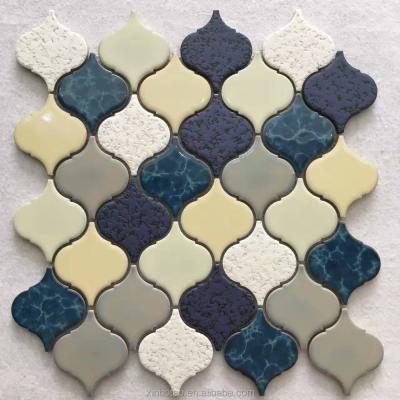 China Parquet Arabesque Mosaic Porcelain For Kitchen Ceramic Slab Green for sale