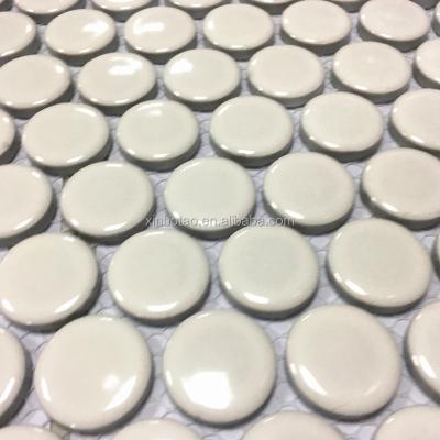 China Large Color Parquet Penny Round Ceramic Decorative Wall Diameter 28mm White Slab for sale