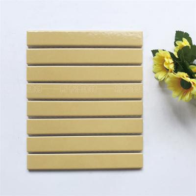 China Yellow Parquet Porcelain Subway Mosaic Slab Wall for sale