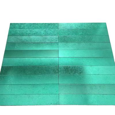 China Metallic Green Color Ceramic Wall Subway Glazed Metal Tiles Rustic Tiles for sale