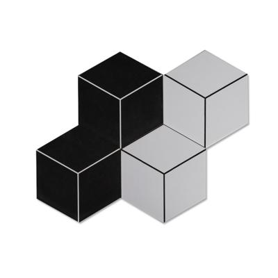 China Modern Black White Ceramic Hexagon Outdoor Tile Rustic Glazed Ceramic Tiles For Flooring for sale