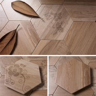 China Modern Wooden Hexagon Matte Floor Tiles 200X230 For Living Room for sale