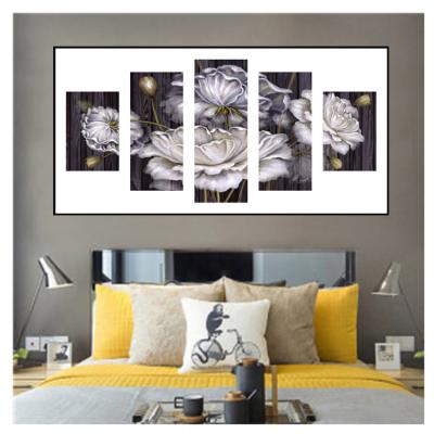 China Wholesale Modern 5D Diamond Painting DIY Diamond Painting White Lotus Home Decoration 5D Diamond Painting for sale