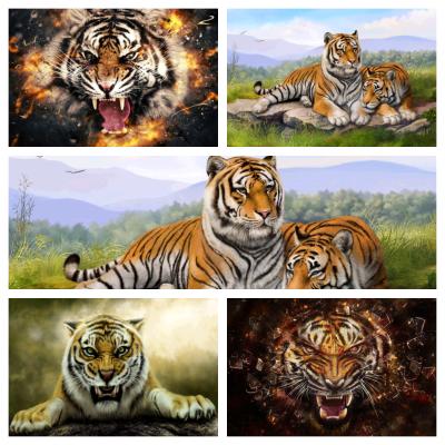 China Custom Modern 5D Diamond Canvas Fashion Tiger DIAMOND Animal Painting Animal Painting for sale