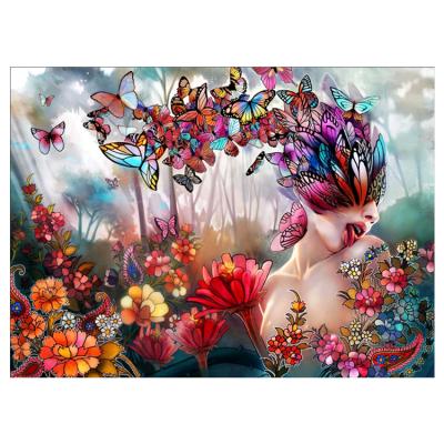 China Modern Wholesale Home Decoration Diamond Painting Butterfly Girl DIY 5D Diamond Painting Custom for sale