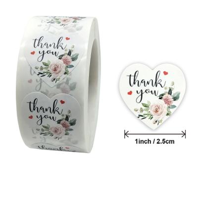 China Scratch-off 500pcs Thank You Stickers Heart Floral Seal Labels Cute Paper Stickers for sale