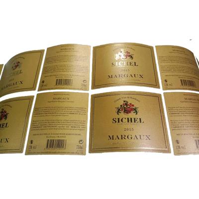 China Wine Label Waterproof Luxury Glossy Foil Stamping Personalized Red Wine Sticky Labels for sale