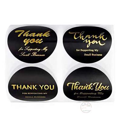 China Decorative Sticker Custom Printed Logo Clear Gold Foil Adhesive Sticker Product Packaging Label Thank You Sticker for sale