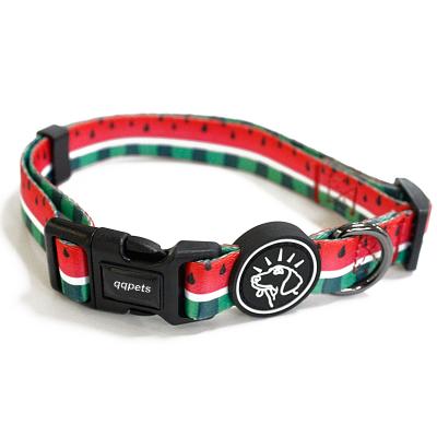 China Custom Custom Design zss379 Logo Polyester Printed Accessories Rubber Collars For Pet for sale