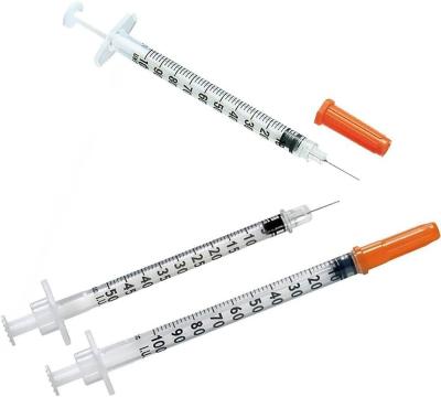 Cina Medical Grade Disposable Plastic Insulin Injection Syringe Needle With PE Poly Bag in vendita