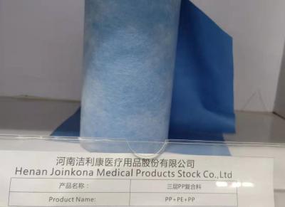 China Flexible Medical Non Woven Fabric Blue PE Film 15gsm White SPP Water Resistance for sale